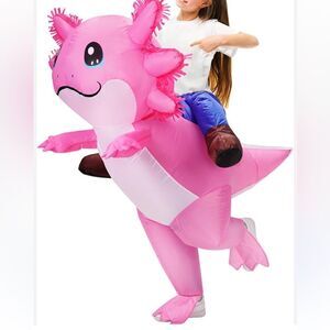 Inflatable Costume Ride Halloween Axolotl pink blowup kid child 10/12
